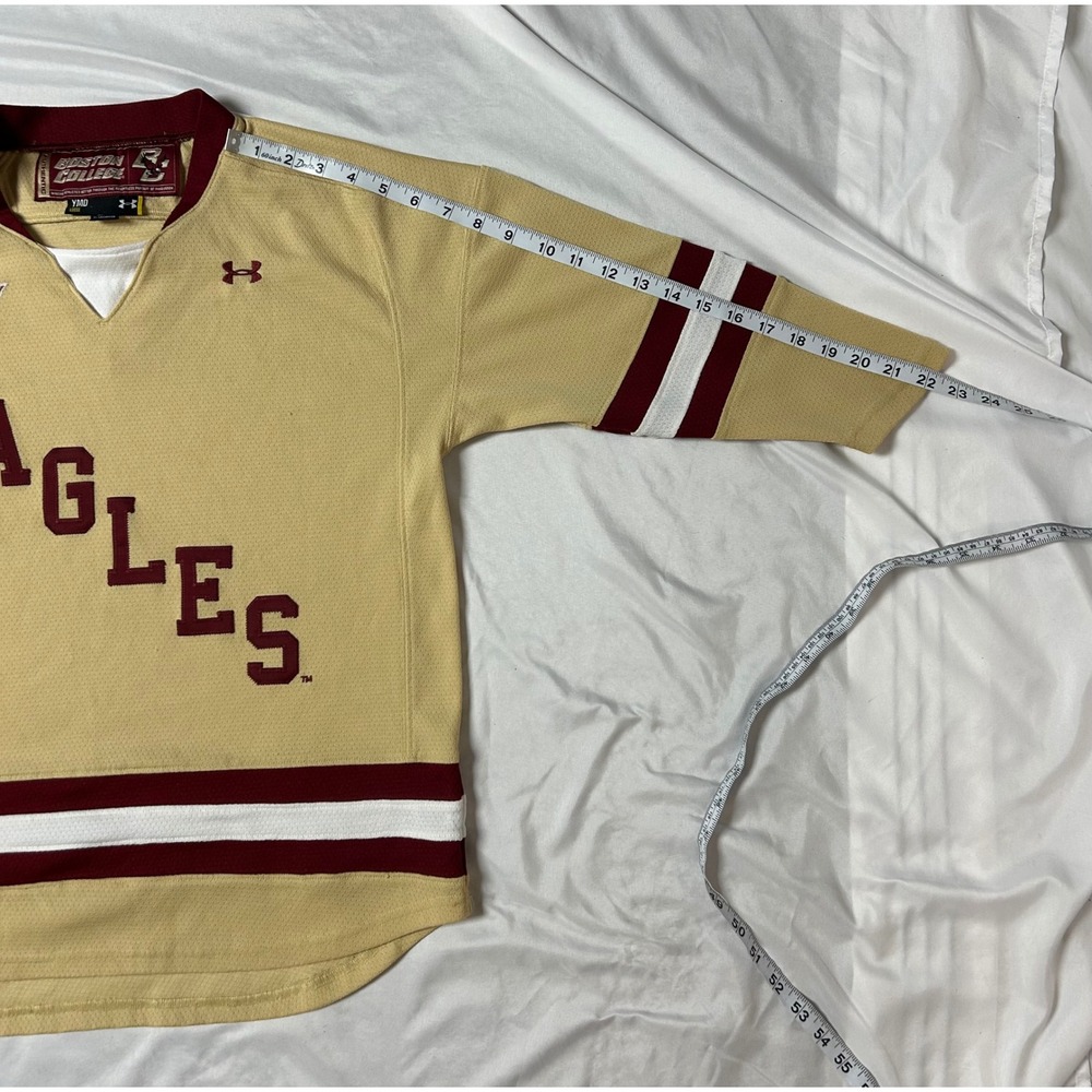 Under Armour Boston College Eagles Hockey East Youth Jersey Gold Loose Fit YMed - Picture 9 of 14